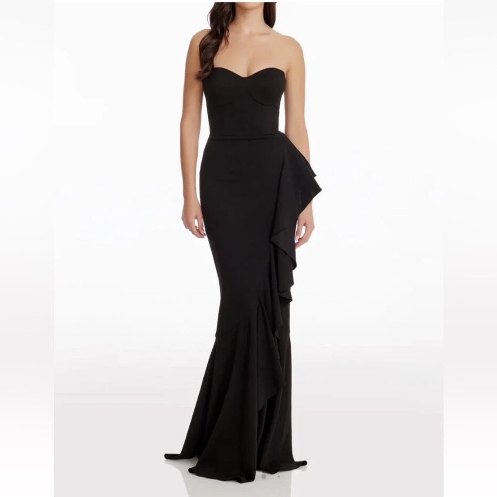 Dress the Population Sz Small Black Sleeveless Full Length Evening Prom Dress